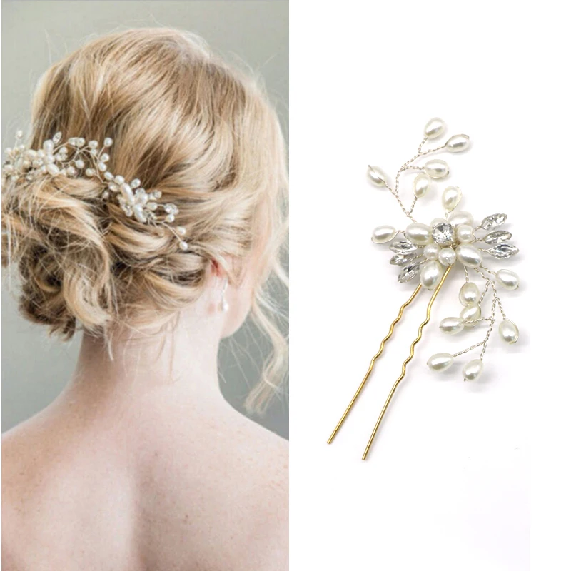 

Arherigele Wedding Hair Accessories Crystal Pearl Hairpins Barrettes Handmade Bridesmaid Hairclips Bride Hairgrips Hair Jewelry