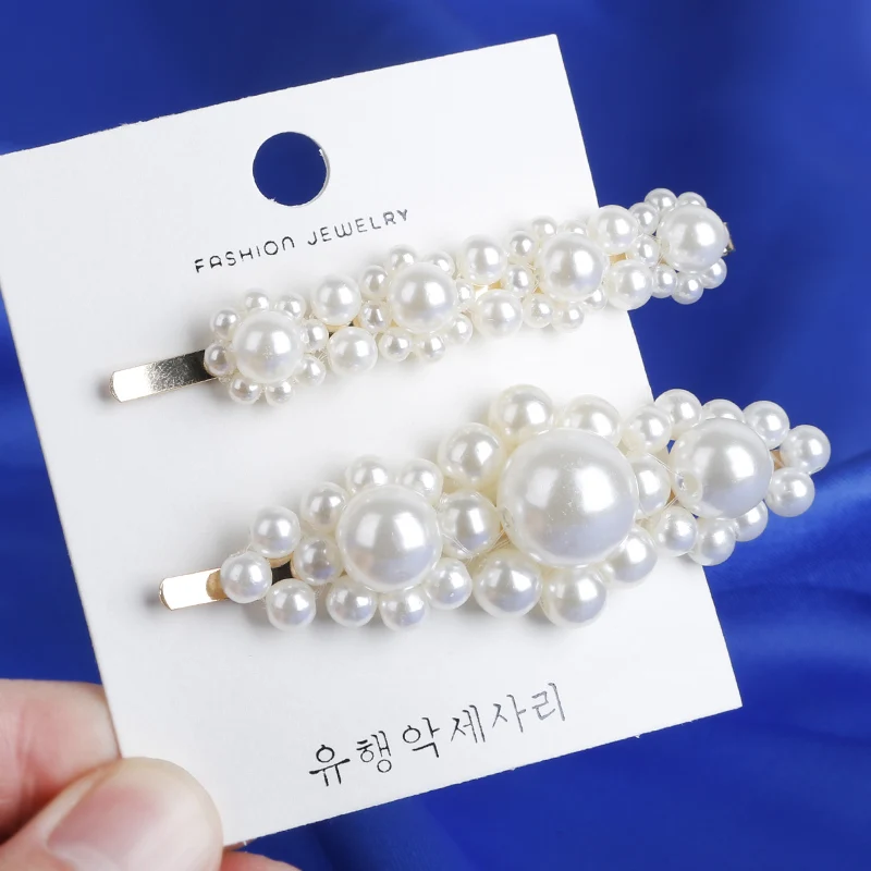 Fashion 8 Styles Women Korean Pearl Imitation Beads Hair Clip Barrette Stick Hairpin Hair Styling Accessories handmade For Girls