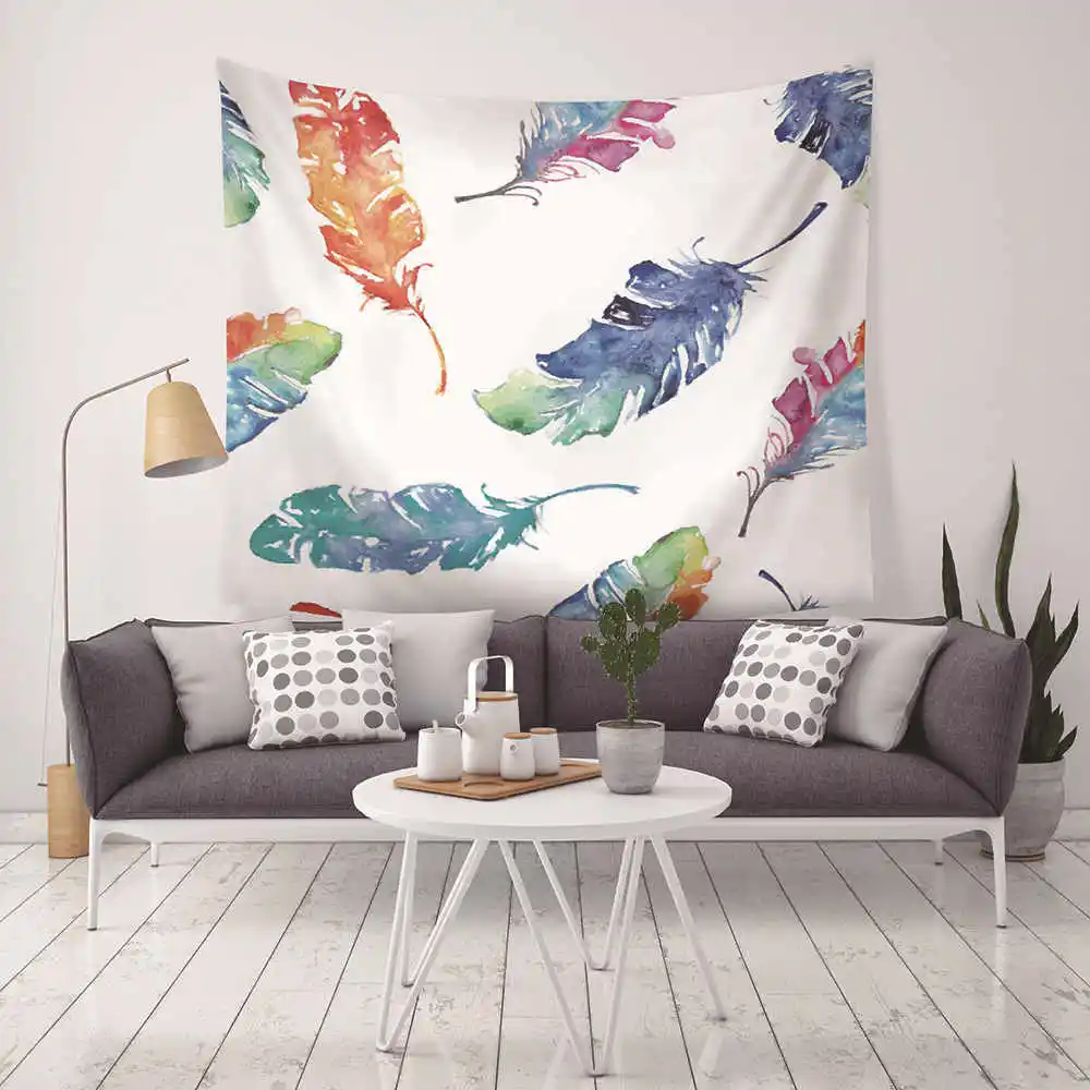 Tropical Plants Tapestry Home Decorative Hippo Cactus Painting Wall Hanging Beach Towel Vintage Boho Flower Printed Tapestry