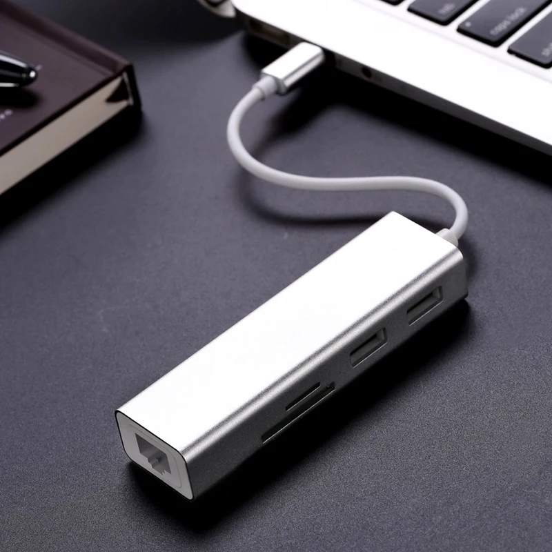 5 в 1 USB C концентратор 3,0 type-C адаптер для синхронизации данных кардридер RJ45 Ethernet LAN