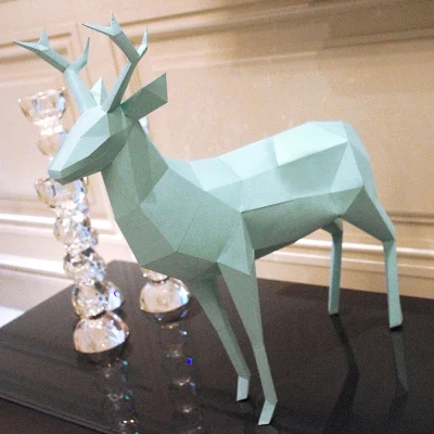 DIY милые животные 3D Пазлы игрушки для детей Ресторан водонепроницаемый Обучающие складные модели настенные украшения дома трехмерные - Цвет: Deer 520X510mm