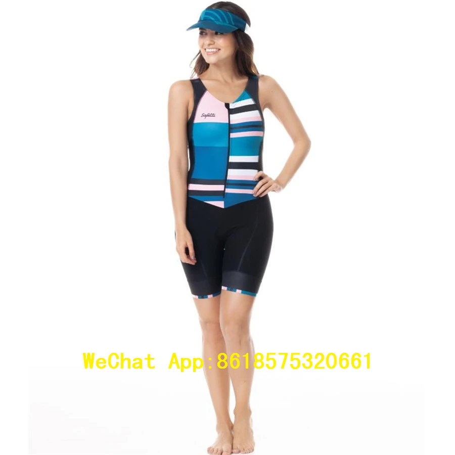 

triathlon Women safetti High quality Small shoulder straps skinsuit Short Sleeve cycling jersey swimsuit speedsuit jumpsuit