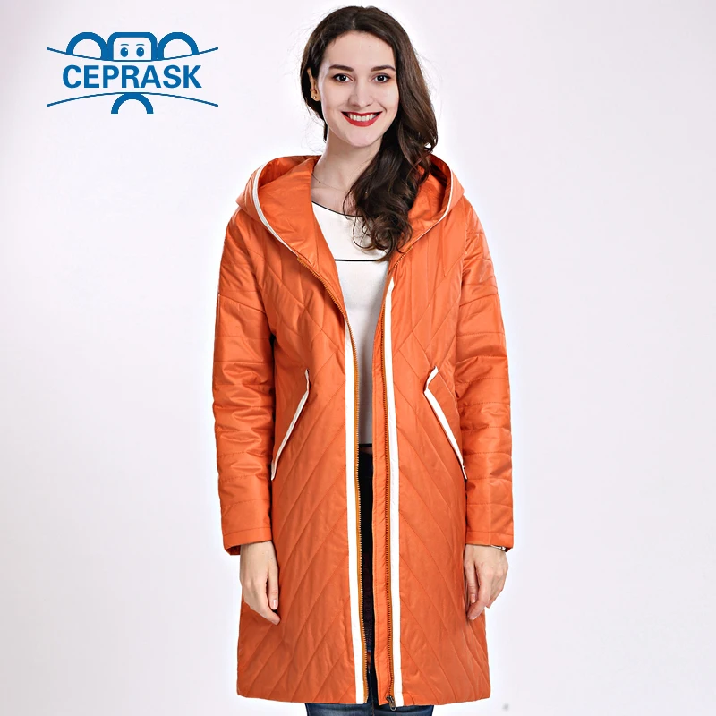 Blue Women Parka brown New Jackets Designs Long Coat Thin 2018 Daek Female Autum Women's High Quality Spring Plus Blue ink Size Hooded Ceprask Windproof orange qSxvwTBv