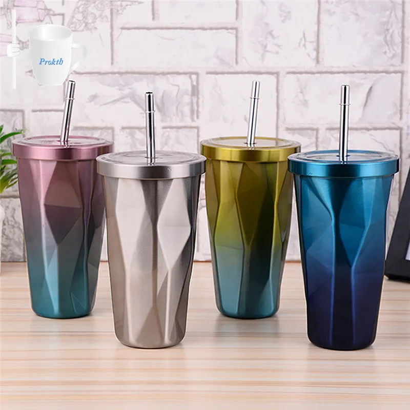 Buy Creative Coffee Mug With Straw 15oz 500ml Fashion