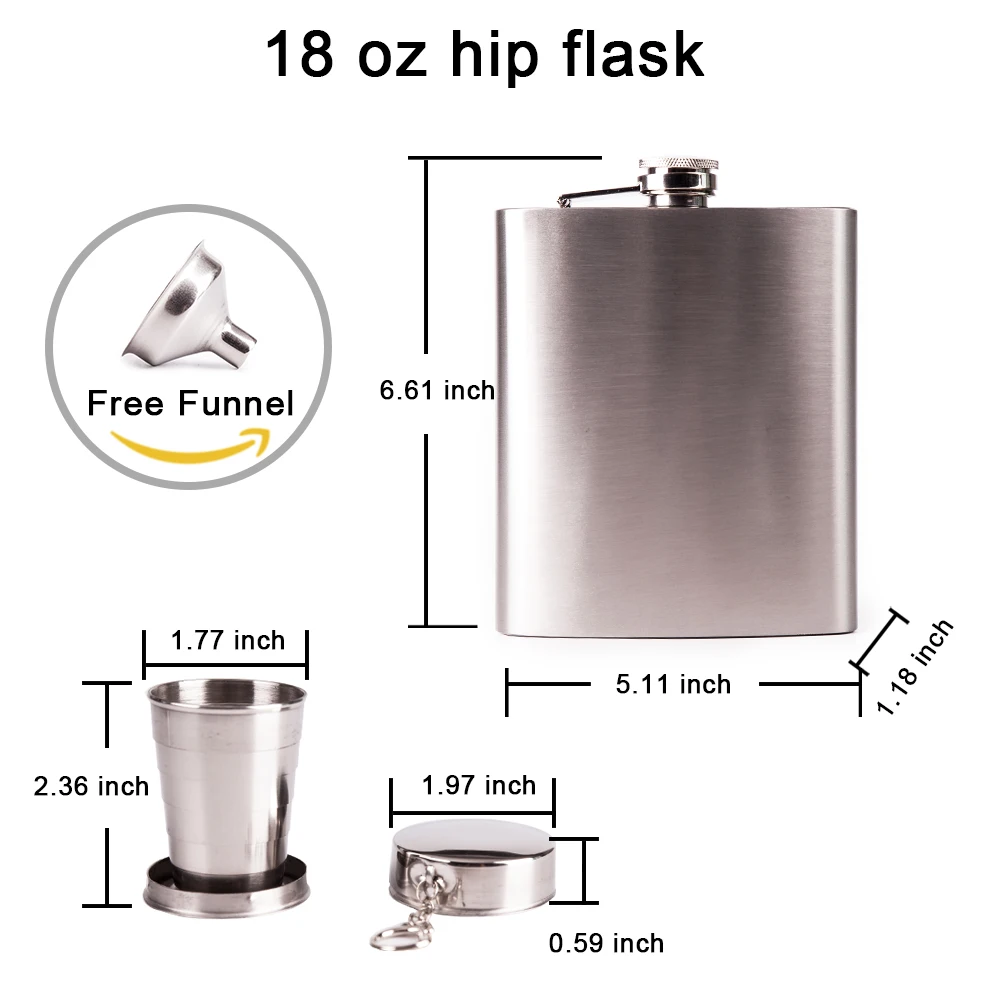 Портативная фляжка Mealivos из нержавеющей стали 18 унций|stainless steel hip flask|flask alcoholhip flask |
