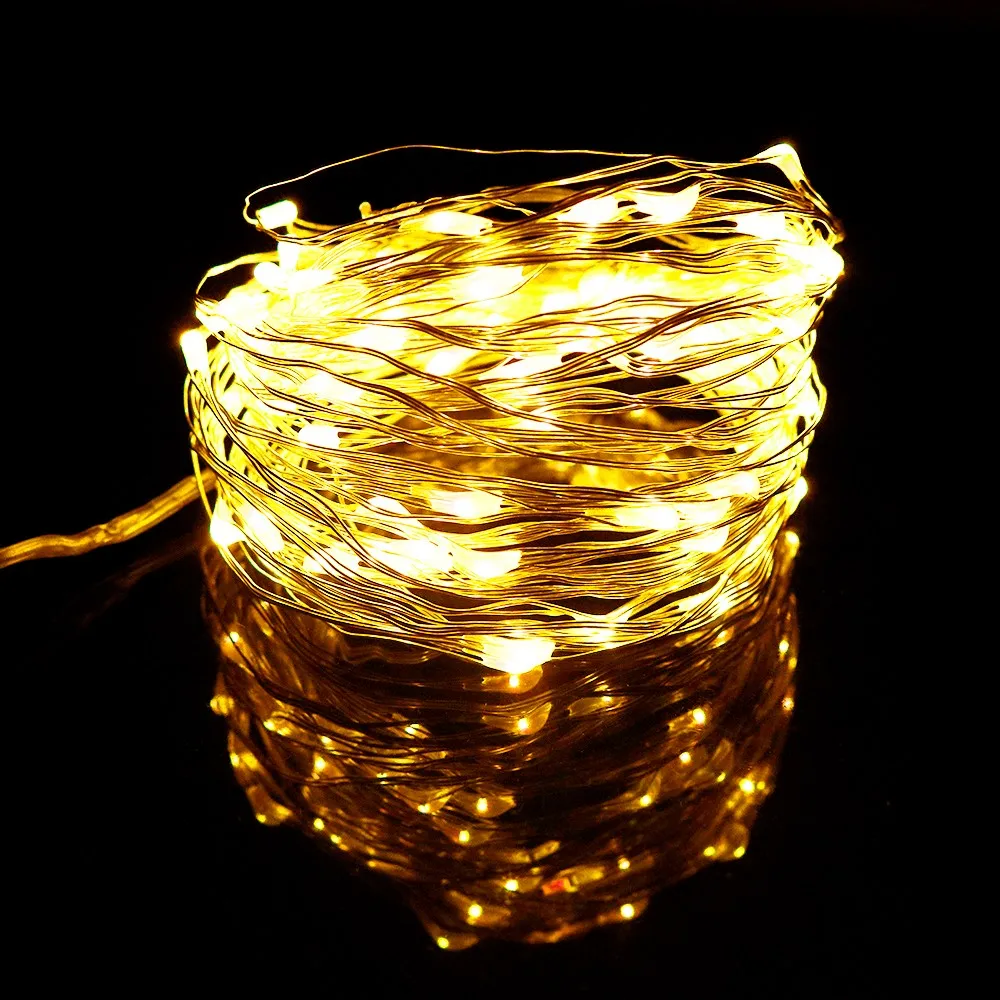 

5V USB Led string 10M100led Christmas Holiday Wedding Party Garland Decoration Festival LED Sliver Wire String Fairy Light Lamp