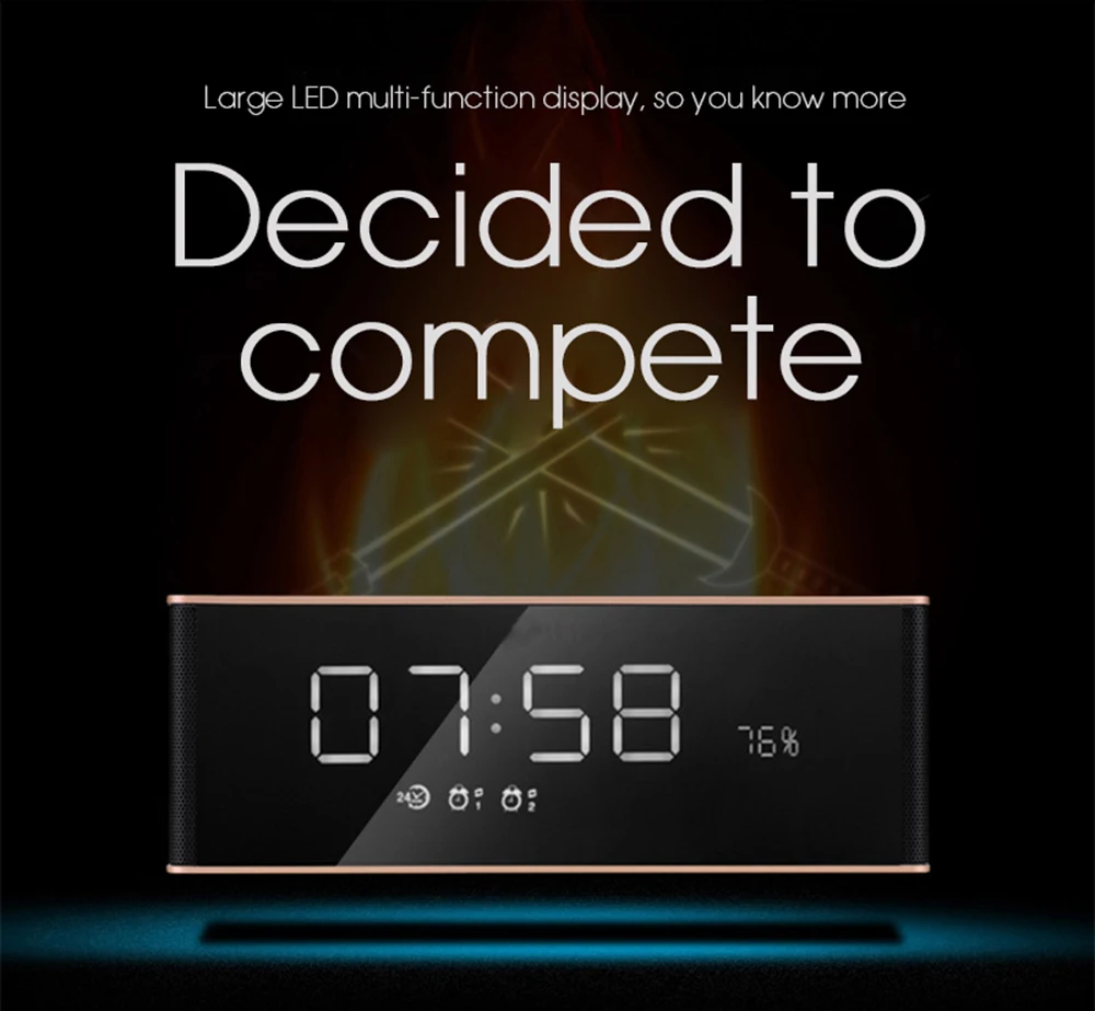 Portable Bluetooth Speaker 10W Kalonki with LED Display FM Radio Alarm Clock Mic HIFI Mini Wireless Stereo Soundbar for Computer (3)