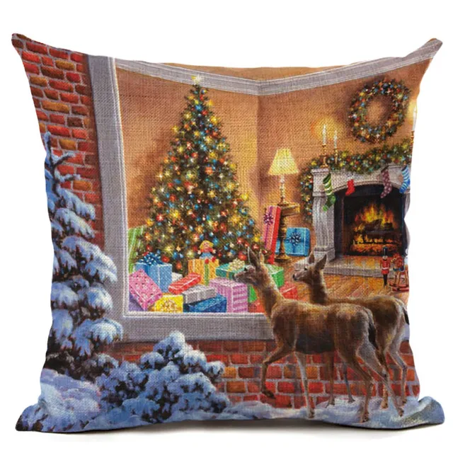 Download Christmas Gift Cushion Cover White Snow Town Pattern ...