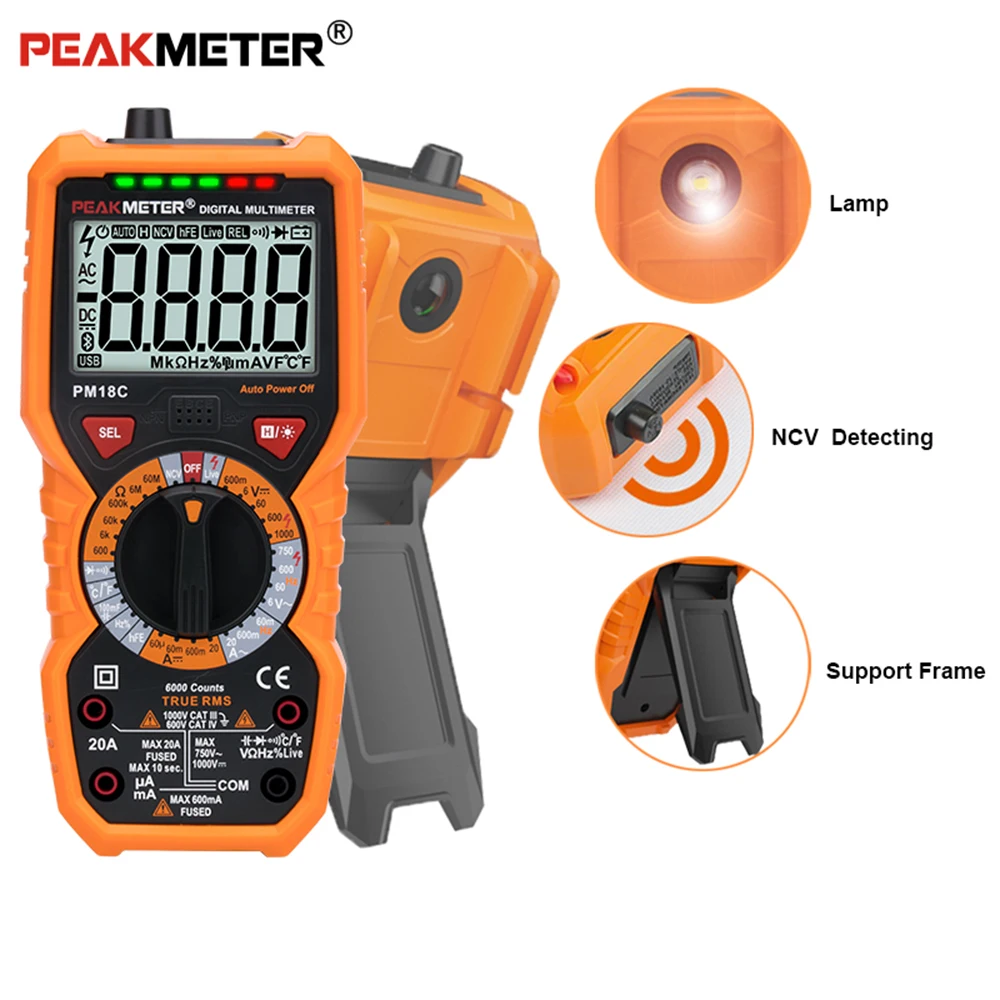 PEAKMETER Цифровой мультиметр PM890C/PM890D/PM18/PM18C True RMS AC/DC Измеритель сопротивления напряжения частота NCV тестер