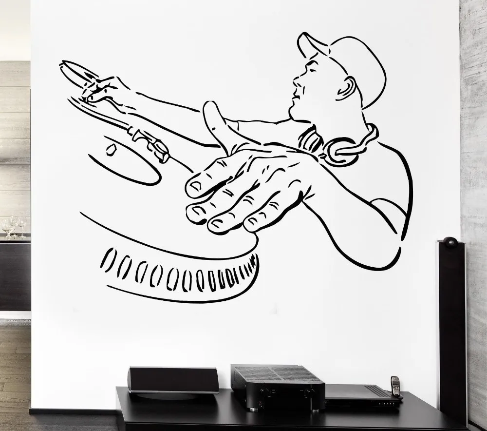 Music-DJ-Vinyl-Wall-Decal-Night-Club-Pop-Music-Cool-Mural-Art-Wall-Sticker-Bedroom-Sticker
