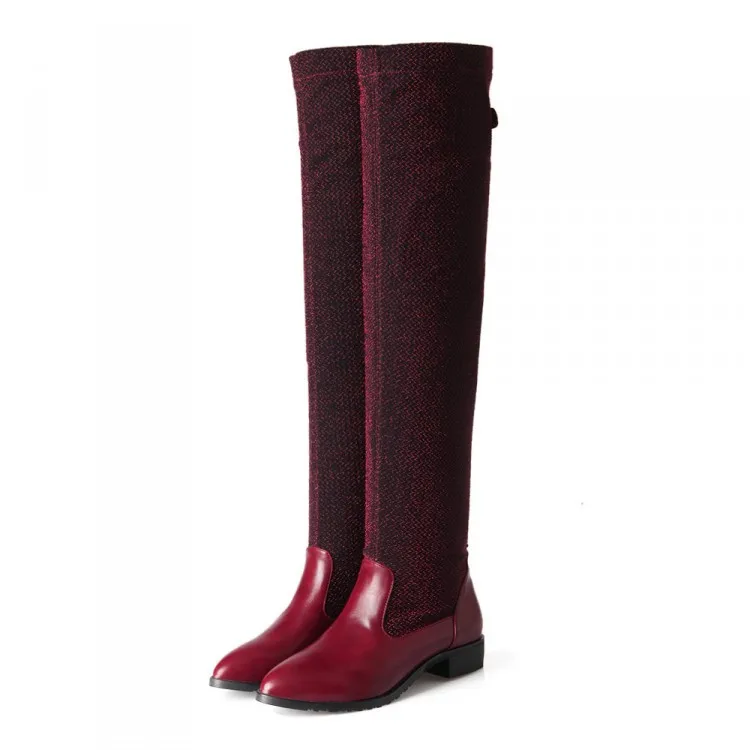 Г. Botas Mujer, большой размер 34-43, фирменный дизайн, Лоскутные цвета, ботфорты выше колена на толстой подошве, на платформе, тонкие длинные, зима-осень, A98 - Цвет: Красный