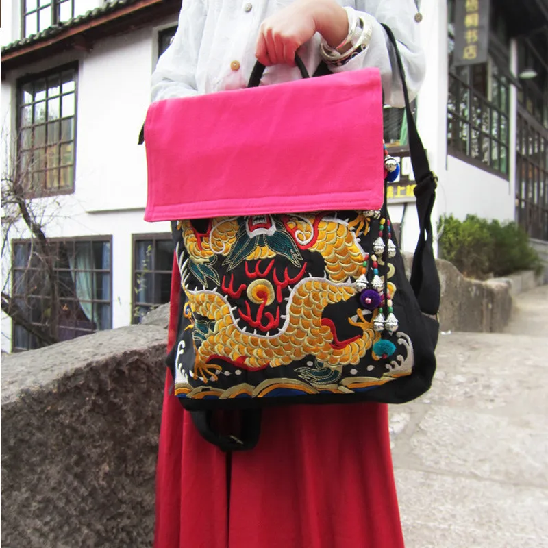 Новейший женский рюкзак с вышивкой, сумки для компьютера, модный тканевый рюкзак с вышивкой