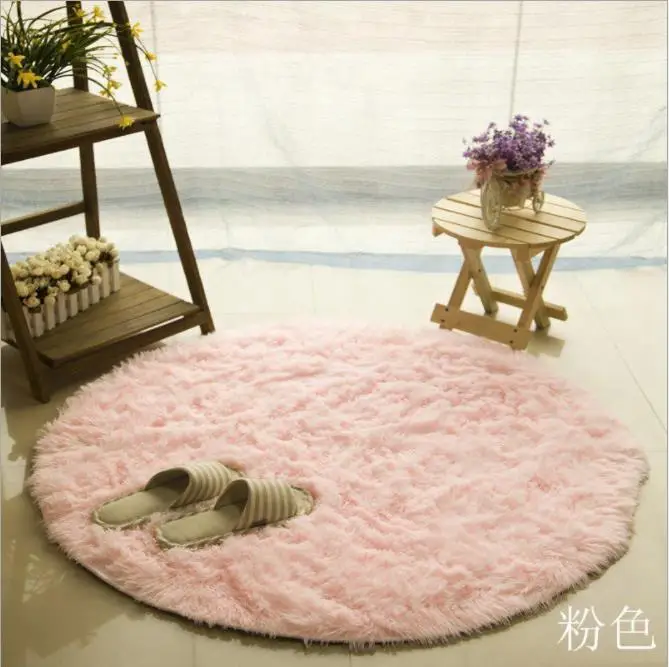 

Soft Fluffy Thick Velvet Round Carpet 40-80cm Anti-skid Toilet Floor Mat Bedroom Kitchen Doormat Carpet For Living Room Yoga Mat