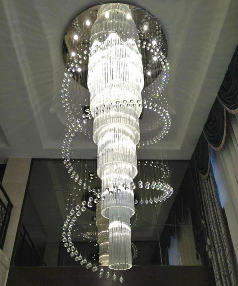 Новая Большая Современная Люстра Хрустальный Светильник ing для дуплексной и гостиничной люстры cristal светодиодный светильник для лестницы