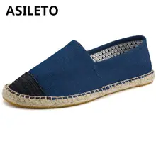 ASILETO/Винтажные эспадрильи в стиле ретро для мужчин и женщин, унисекс, на плоской подошве, большие размеры 44, дышащие Лоферы для девочек, парусиновые слипоны, zapatos
