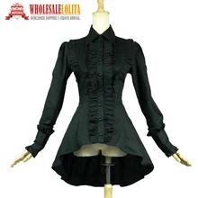 Romantic Victorian Edwardian Gothic Steampunk Clothing Punk Ruffle Women Black Witch Blouse Top Shirt