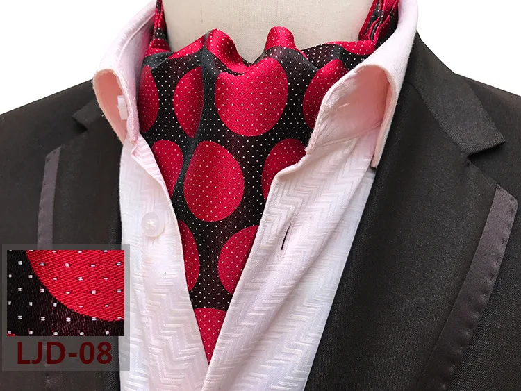 Роскошный джентльмен Стиль Для мужчин Ascot галстук шелковый галстук Пейсли точка цветок шейный платок Выходные туфли на выпускной бал