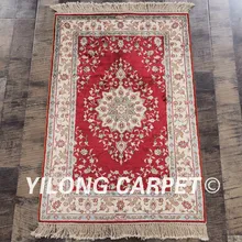 YILONG 2'x3' турецкий Шелковый ковер классического дизайна ручной работы персидский красный шелковый ковер(HF010A2x3
