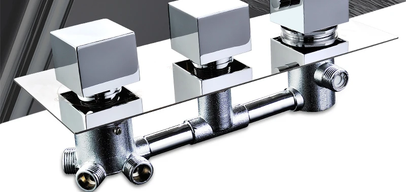 hm Wall Mounted Shower Mixer Valve 3 or 4 Water Outlets Thermostatic Chrome Bath Shower Faucet Accessories 3 Handles Valve (2)
