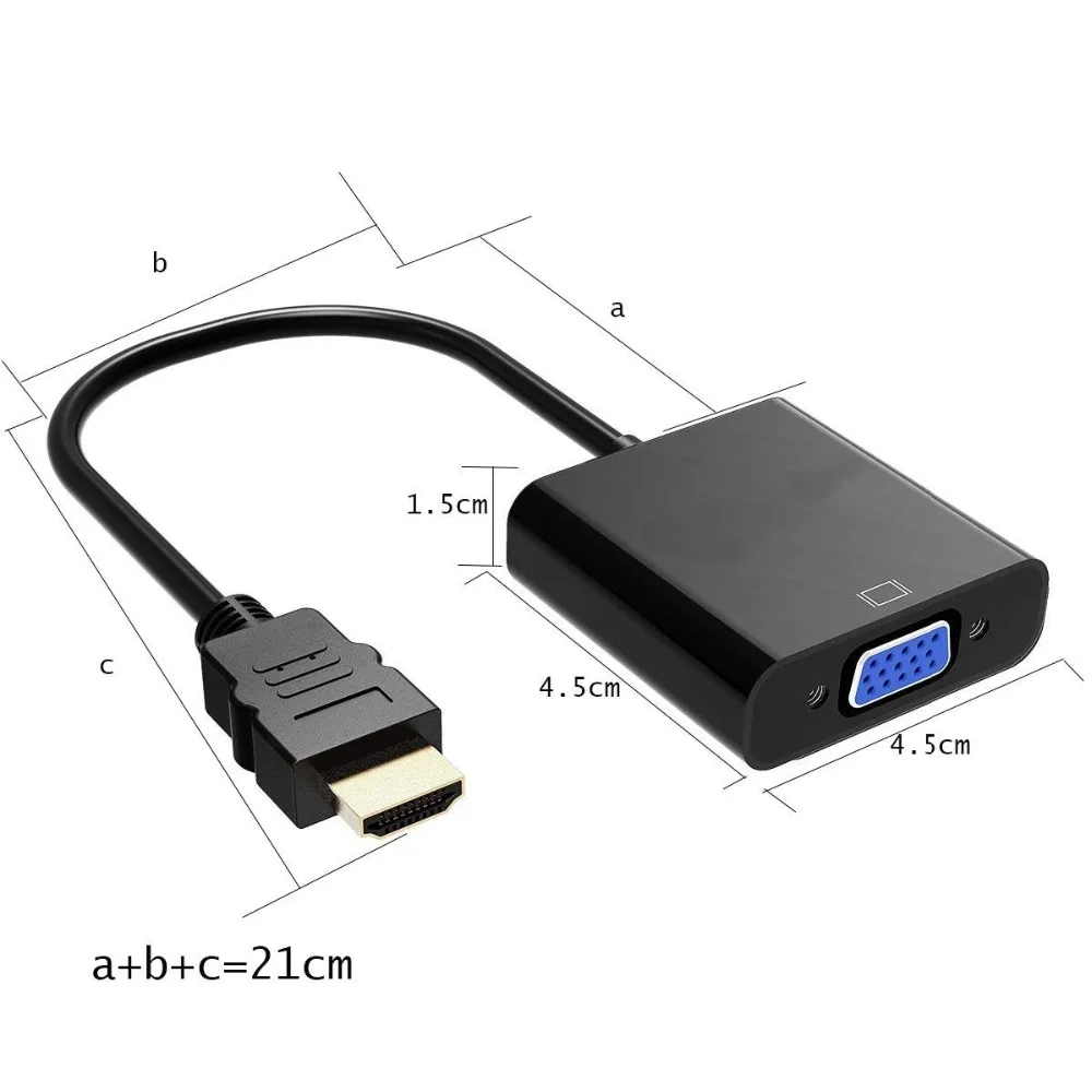 HDMI TO VGA с аудио кабель адаптер, позолоченные высокого-Скорость 1080P HDMI VGA конвертер адаптер мужчин и женщин для портативных ПК