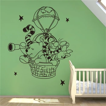 

Winnie The Pooh Wall Decal Hot Air Balloon Vinyl Decal Nursery Room home decoration Waterproof removable wall stickers U25