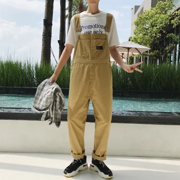 

Men's Straight Overalls Pants Fashion Casual Bib Jumpsuits Trousers Male High Streetwear Hip Hop Harem Pant