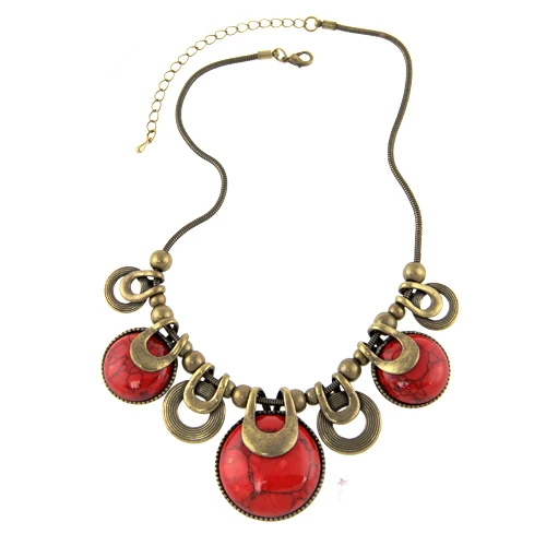 Модное ожерелье для женщин, новое ювелирное изделие, винтажный круглый чокер, этнические натуральные камни, массивные цепочки, ожерелье, бижутерия