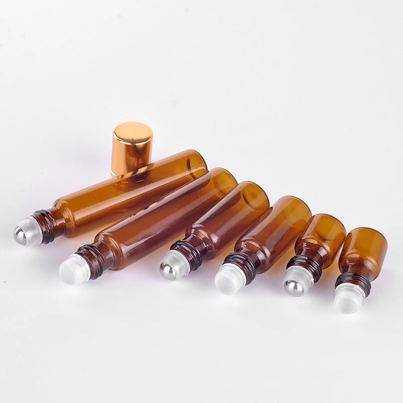 

5Pieces/ 5ML Mini Brown Glass Refillable Perfume Bottle With Aluminum Cap Empty Portable Essential Oils Case
