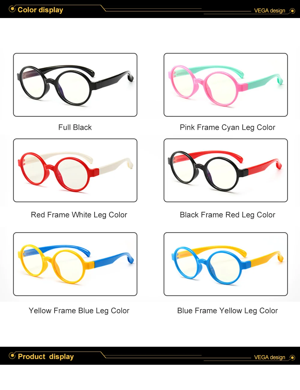 VEGA Eyewear Oval Kids Gaming Computer Glasses Blue Light Glasses for Girls Boy to Protect Eyes Children's Glasses 248 (6)