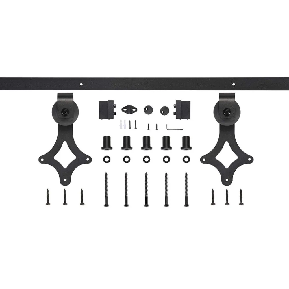 

Multipurpose 6 FT Modern Door Hardware Closet Set Antique Style Sliding Track Steel Closet Track Kit Durable Bypass Wood Roller