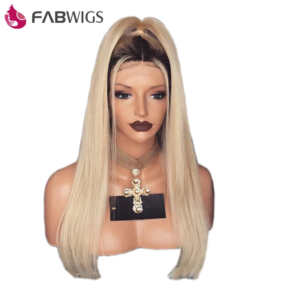 Fabwigs 1B/613 блонд полный шнурок человеческие волосы парики с детскими волосами предварительно сорванные Омбре волосы кружевные парики бразильские волосы remy