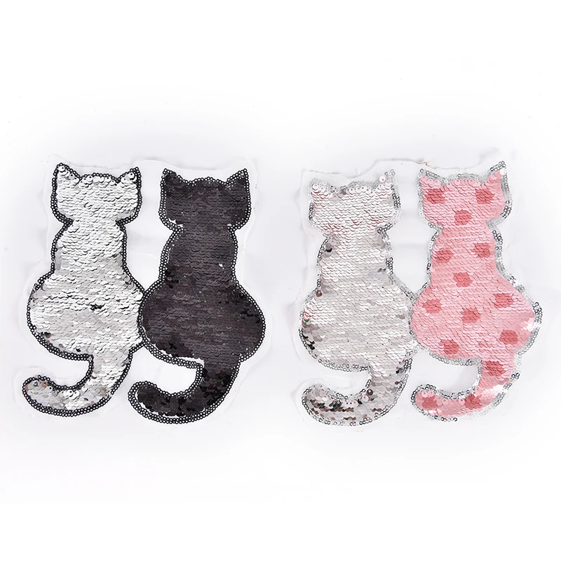 1PC Cute Cat Shape Reversible Change color Sequins Sew On Patch for clothes DIY Applique Bag Clothing Coat Jeans Craft | Дом и сад
