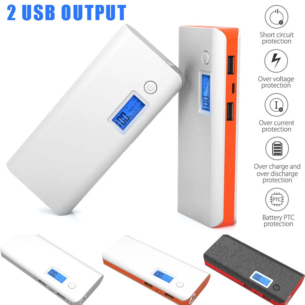 

Fashion DIY Power Bank 10000mAh USB Charging Output 5V 1A 2A With LCD Display Power Bank Case Battery Storage Box MAY28
