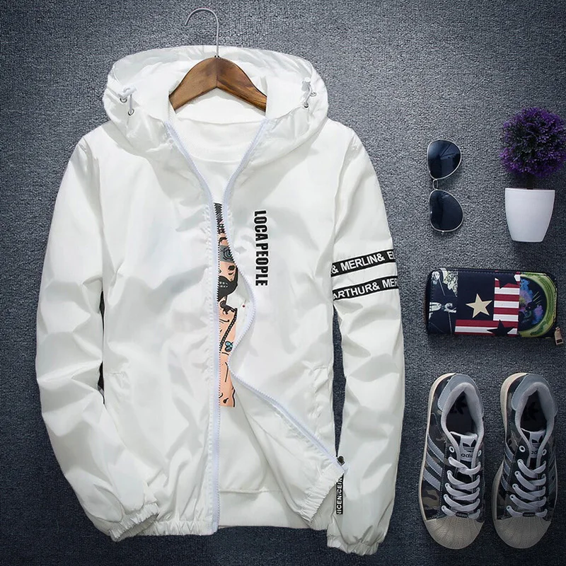 Goede Mo Lente Herfst Mannen Dunne Legergroen Met Hooded Slim Fit Yong Mannen Jongen Jas Student Windjack Rood Wit Zwart