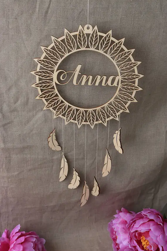 Personalized Wooden dream catcher, Wall Hanging, Wall Decor, Nursery