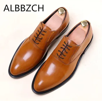 

Genuine Leather Oxford Men Shoes Business Dress Man Shoes Classic Office Work Comfortable Shoes Black Brown Size 38-44