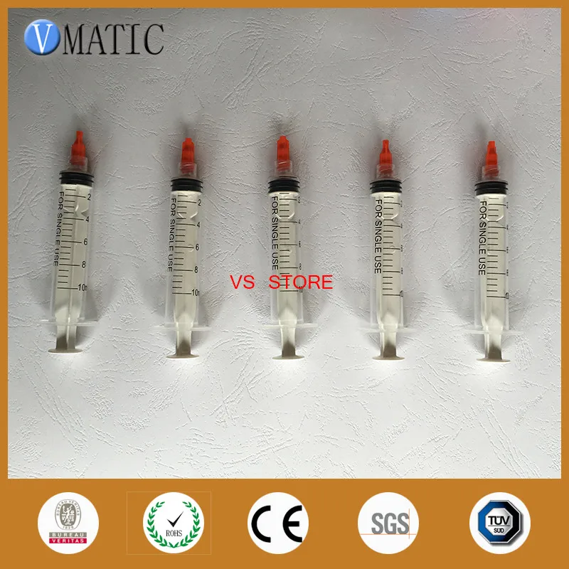 high quality 5 pcs 10ml hand syringe with 5 pcs red syringe cap 5 sets a