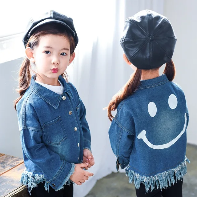 2018 New Girl 2 Years Old 7year Old Spring Autumn Smile Face T El Jacket Casual Fashion Trend Sales Baby Denim Jacket 2018 New Girl 2 Years Old 7year Old Spring Autumn Smile Face T El Jacket Casual Fashion Trend Sales Baby Denim Jacket