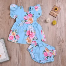 Летняя одежда для маленьких девочек комплект для малышей с цветочным принтом, топ с оборками и шорты комплекты из 2 предметов Лето г. Roupa Menina