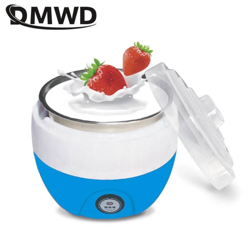 DMWD Electric Yogurt Maker Yoghurt DIY Tool Kitchen Appliances Automatic Liner Material Stainless Steel Yogurt Maker 1L EU US