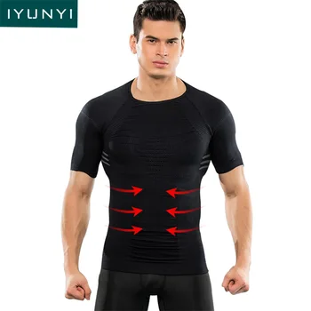 IYUNYI Men Shapers Corset Slimming Undershirts Body Shapers Posture Corrector T-shirt Men Fat Burning Fitness T Shirt Shapewear