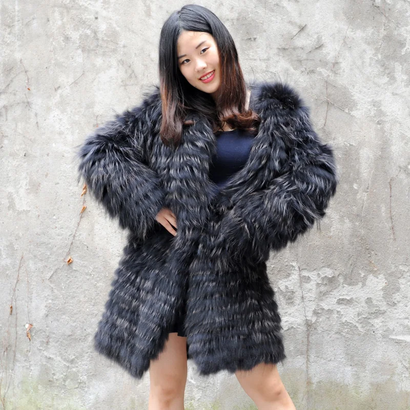 

CX-G-A-180C New Design Fashion Women Real Raccoon Fur Jacket