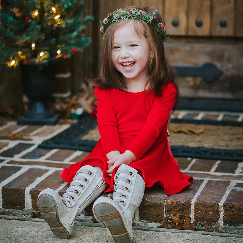 

Baby Girl Christmas Red Dress Infant Baby Girl Long Sleeve Backless Bowknot Princess Dress Baby Girl Party Queen Clothing Xmas