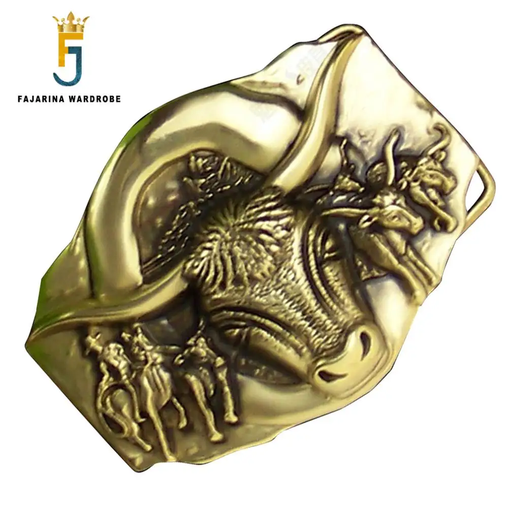 Мужская Дизайнерская 3d пряжка FAJARINA с головой крупного рогатого скольжения