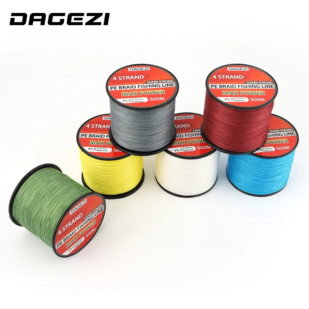 DAGEZI 500 м 10-90LB 4 нити braidedfishing лески Супер сильная Multifilament PE плетеная леска