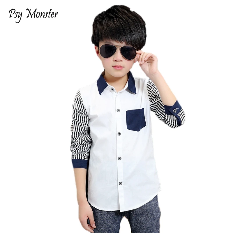 

Shirts For Boys Brand New 2018 Autumn Children Casual Long Sleeve For School Kids Boy Striped Shirt Gentleman Boys Shirts