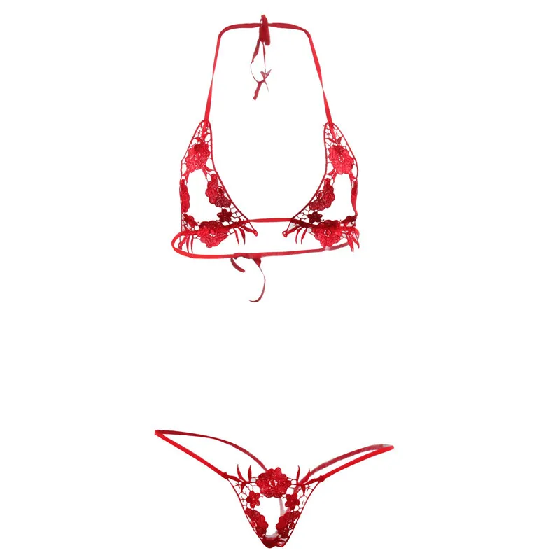 Sexy Bra &Brief Set Lace Transparent Underwear Embroidery Open Bra Halter Backless Lingerie Sexy Hot Erotic Open Crotch G string Sexy Bra &Brief Set Lace Transparent Underwear Embroidery Open Bra Halter Backless Lingerie Sexy Hot Erotic Open Crotch G string