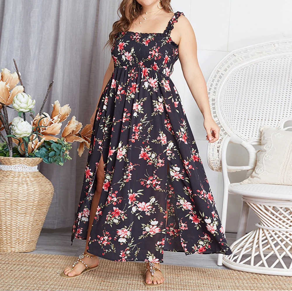spaghetti strap floral maxi dress