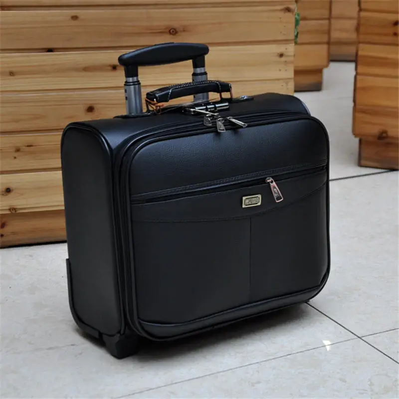 Letrend бизнес чемодан на колёсиках 18 дюймов для мужчин многофункциональный чемодан на колесах тележка из искусственной кожи дорожная сумка багажник