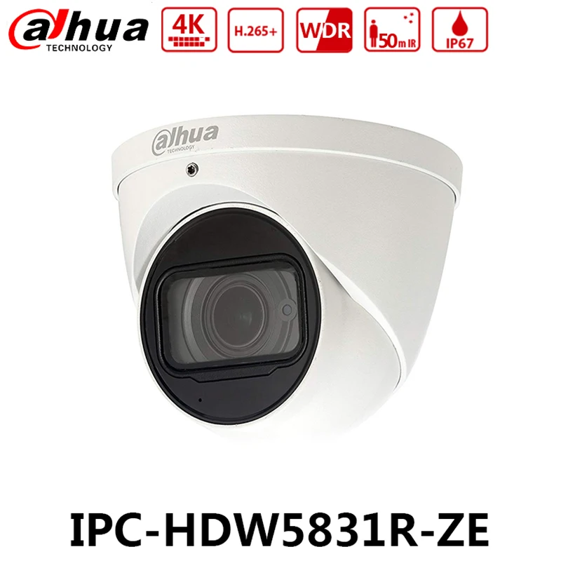 

Dahua IPC-HDW5831R-ZE 4K 8MP WDR IR Eyeball Network Camera POE 2.7 ~12mm Motorized Lens IP67 SD Card Built-in Mic without logo